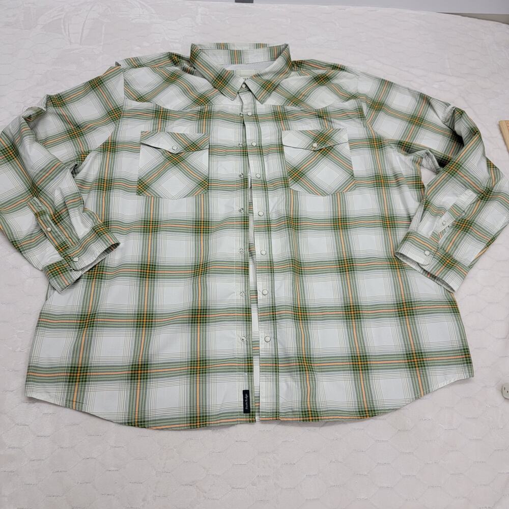 Magellan Outdoors Pecos Ridge Fishing Shirt 3XL Tall Pearl Snap Plaid Vented 3X